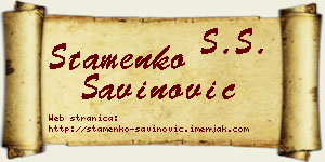 Stamenko Savinović vizit kartica